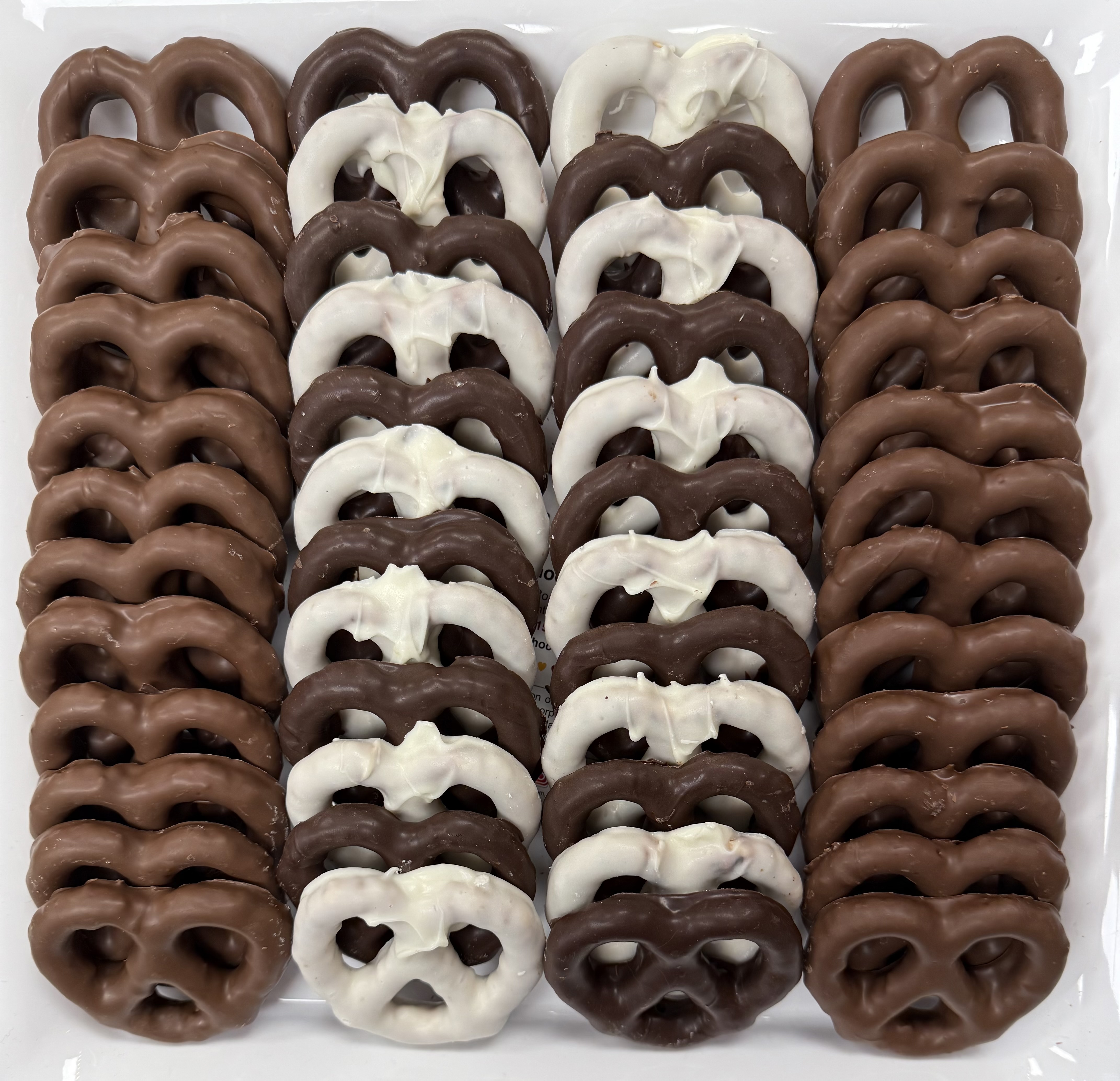 Pretzel Tray (F) $50. Includes 48 assorted Pretzels (Milk, Dark, White Chocolate.  * No shipping - pickup or delivery only