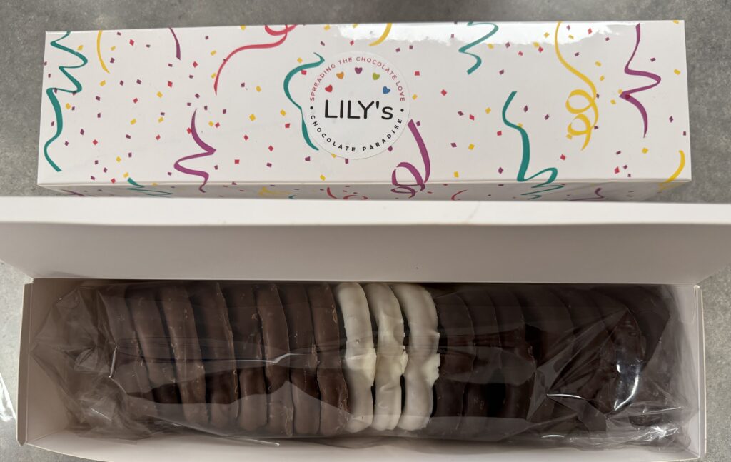 Pretzel Gift Box (L) $20. Includes 18 assorted pretzels in gift box.